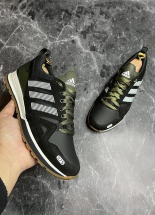 Кроссовки замшевые мужские adidas повседневные летние с натуральной замши а19 хаки 40 (26см) ku-221 фото