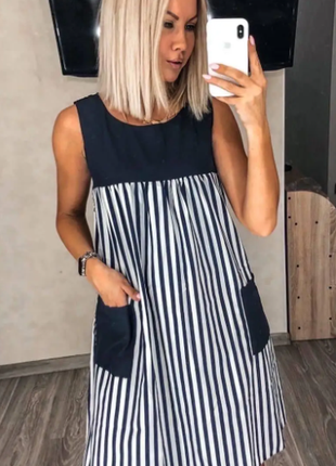 Платье женское шелковый софт в полоску 42-46 48-52, 2 цвета sin1518-143ве