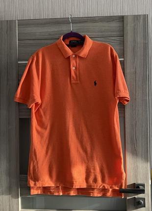 Мужская оранжевая футболка поло ralph lauren