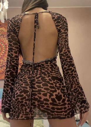 Платье сетка леопардовое,с открытой спинкой,накидка на купальник7 фото