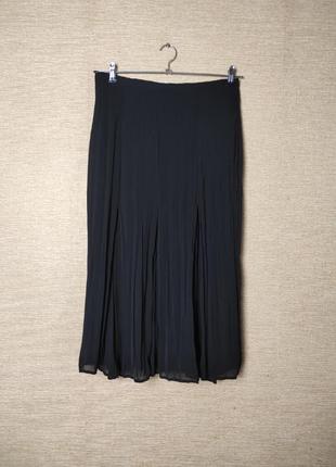 Чорна шифонова юбка спідниця міді жатка пліссе