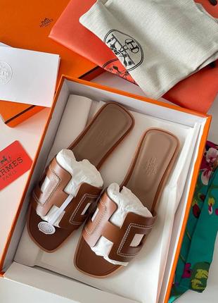 Шлепки натуральная кожа в стиле hermes 🤎