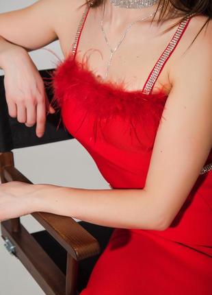 Вечернее бандажное платье в красном цвете4 фото