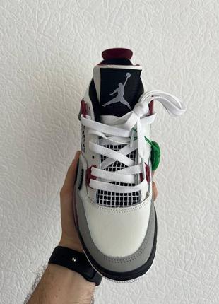 Nike air jordan retro 4 white purple x psg новинка женские кроссовки найк джордан белые бордовые жіночі бордові білі кросівки7 фото