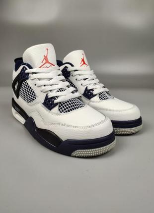 Кросівки nike air jordan 4 retro white navy blue1 фото