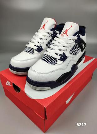 Кросівки nike air jordan 4 retro white navy blue4 фото