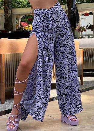 Спідниця-штани вільні штапель з принтом прогулянкові2 фото