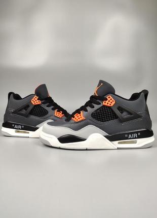 Кроссовки nike air jordan 4 retro navy gray orange4 фото