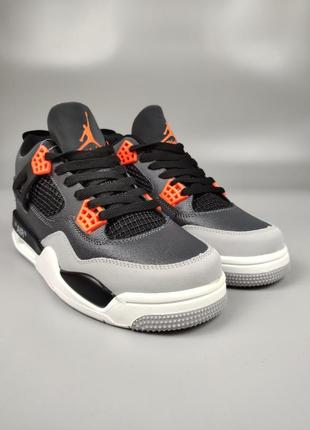 Кроссовки nike air jordan 4 retro navy gray orange6 фото