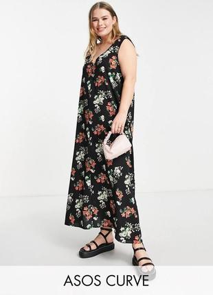 Asos 26 p длинное платье в цветы