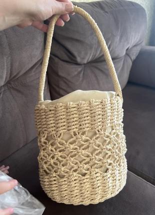 Нова солом’яна плетена сумочка2 фото