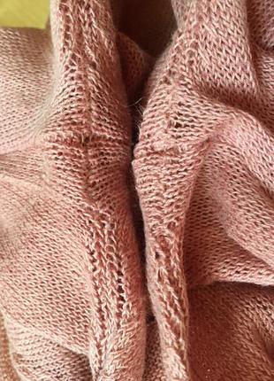 Лонгслив пуловер розово бежевый лен рами котон пог 45 см8 фото