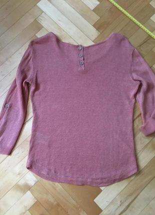 Лонгслив пуловер розово бежевый лен рами котон пог 45 см2 фото