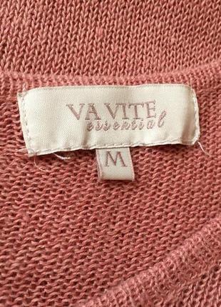 Лонгслив пуловер розово бежевый лен рами котон пог 45 см3 фото