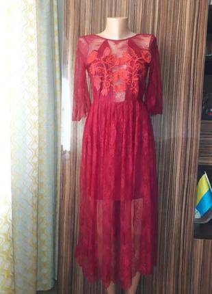 Вечернее кружевное платье люкс бренд sandro paris