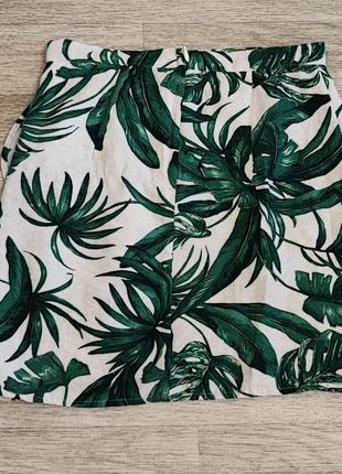 H&m юбка мини в пальмах тропическая размер s. есть много брендовых вещей4 фото