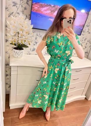 Платье миди софт цветочный принт летнее