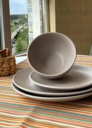 Набір обідній 12ін. light grey (тарілка – 25см, тарілка – 20см, миска – 740мл)