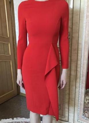 Шикарное красное миди платье футляр h&amp;m.