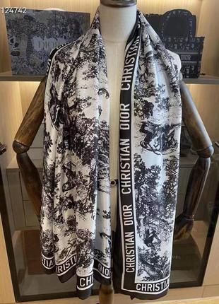 Шелковый шарф палантин платок в стиле диор dior1 фото