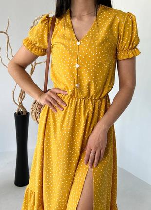 Желтое платье миди5 фото