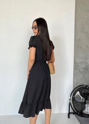 Сукня міді чорна в горошок6 фото