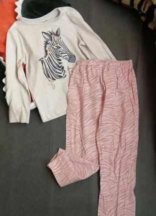 Пижама primark для дома в пятнышках на девочку кофта и штаны легкие с зеброй