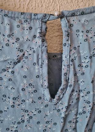Голубое цветочное платье из италии из натураной ткани воскоза вискозное5 фото