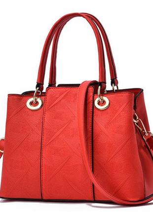 Модная женская сумочка экококира, стильная сумка на плечо красный2 фото
