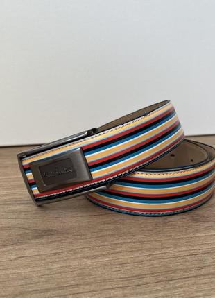 Кожаный ремень paul smith stripe belt1 фото