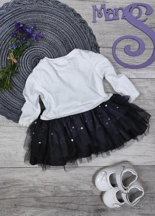 Дитяча сукня з довгим рукавом для дівчинки disney baby білий верх сіра спідниця фатин розмір 625 фото