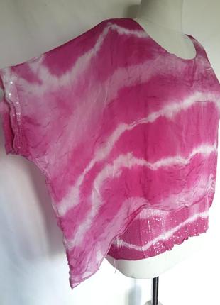 Вискоза/шелк. натуральная розовая шелковая вискозная блуза, блузка1 фото