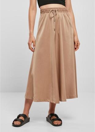 Спідниця, юбка, міді, коричнева, сатинова, на резинці, urban classics8 фото