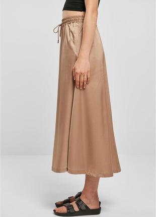 Спідниця, юбка, міді, коричнева, сатинова, на резинці, urban classics10 фото