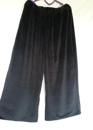 Женские длинные велюровые кюлоты батал палаццо  кюлоты,