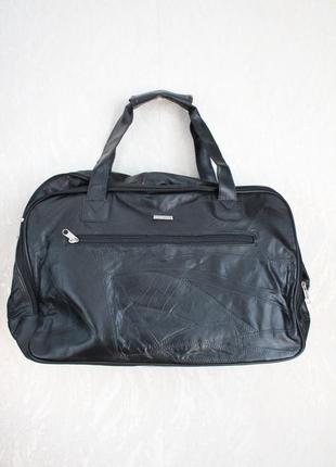 Чорна сумка з шкіряними вставками велика сумка4 фото