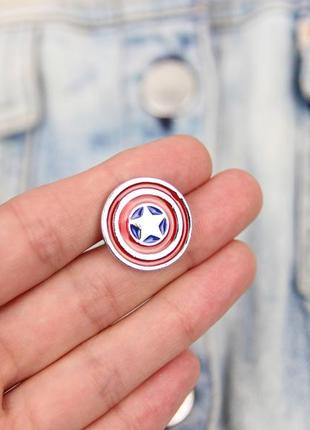 Значок пін капітан америка, captain america pin, брошка супергерой, емальована брошка