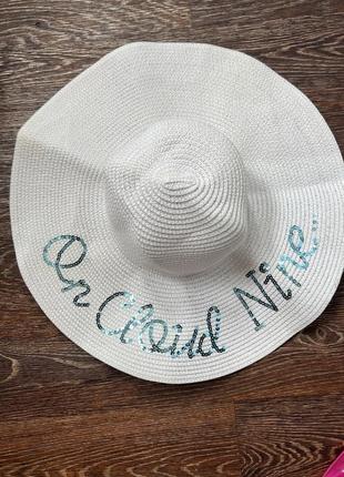 Шляпа пляжная белая широкополая панама1 фото