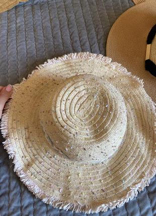 Черная бежевая, белая шляпка из соломы, соломенные панамка, шляпа пляжная солнцезащитная, бриль1 фото