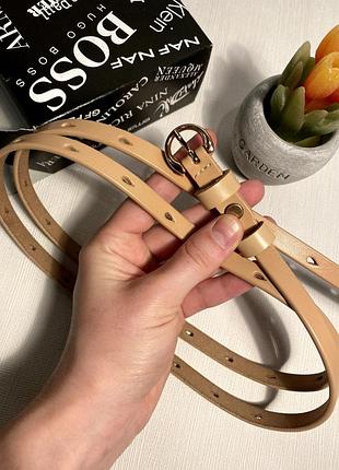 Женский ремень беж 1см кожаный, ремень из натуральной кожи женский бежевый ремень...