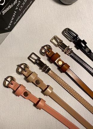 Женский ремень беж 1см кожаный, ремень из натуральной кожи женский бежевый ремень...