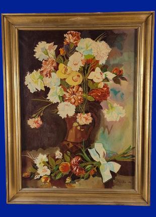 Картина аквареллю на полотні "квіти" арт. 034