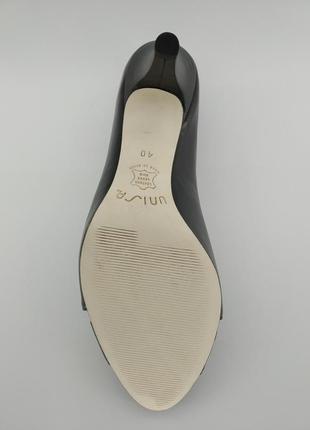 Туфли женские кожаные черные на каблуке unisa (016) 40р.7 фото