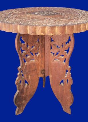 Винтажный деревянный стол с резьбой арт. 08861 фото