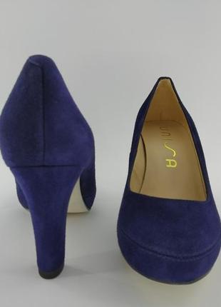 Туфли женские кожаные синие на каблуке unisa (061) 41р.6 фото