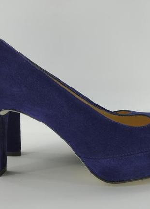 Туфли женские кожаные синие на каблуке unisa (061) 41р.2 фото