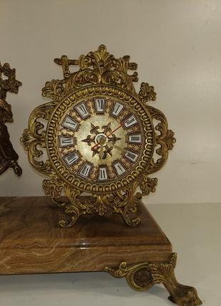 Бронзовые часы на мраморе "всадник с лошадью" арт. 0314