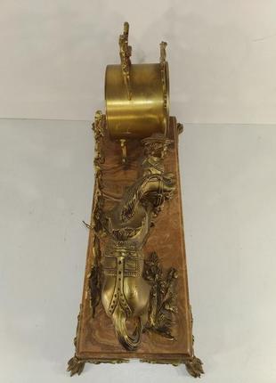 Бронзовые часы на мраморе "всадник с лошадью" арт. 0314