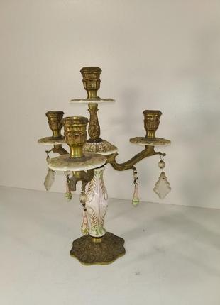 Винтажные подсвечники с керамикой по 4 свечи арт. 07514 фото