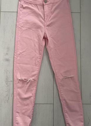 Джегінси джинси скіні рожеві брюки жіночі  skinny